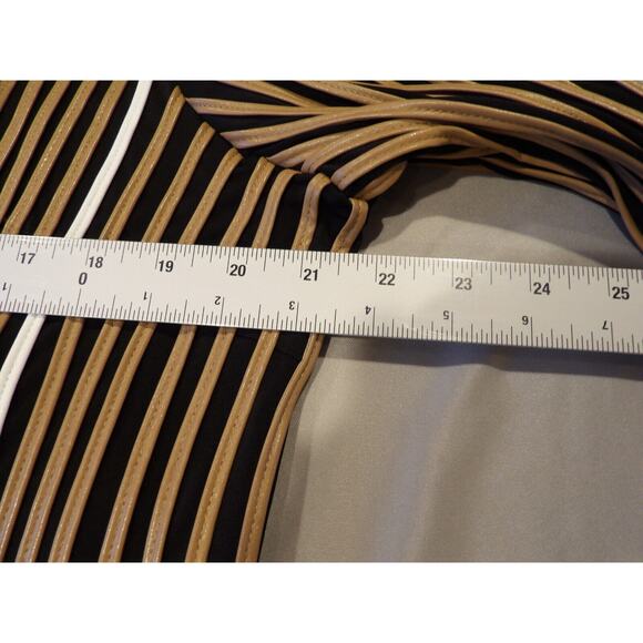 ChicosTravelers 3 XL 16/18 Faux Lines Leather Striped Jacket Brown Black White - Picture 8 of 13